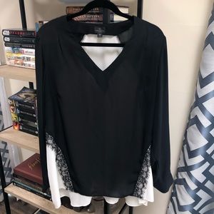 WORTHINGTON 0X long sleeve lace detail blouse